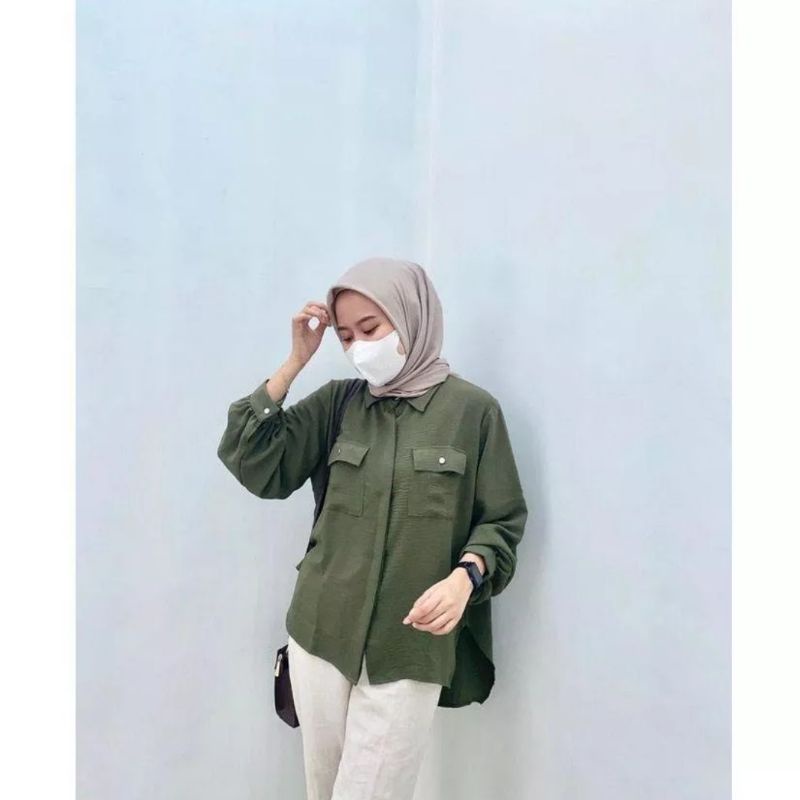 Kemeja Ovesize Crincle Rubiah / Kemeja Oversize Crinkle Airflow