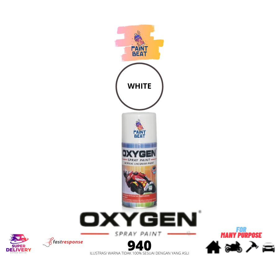Cat Semprot / Pylox OXYGEN Acrylic Spray Paint - 940 White