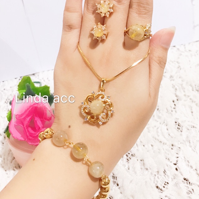 set rambut sedana gelang rantai batu asli 8