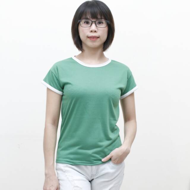 Kaos Ringger Tee Kombinasi | Kaos Wanita Cantik