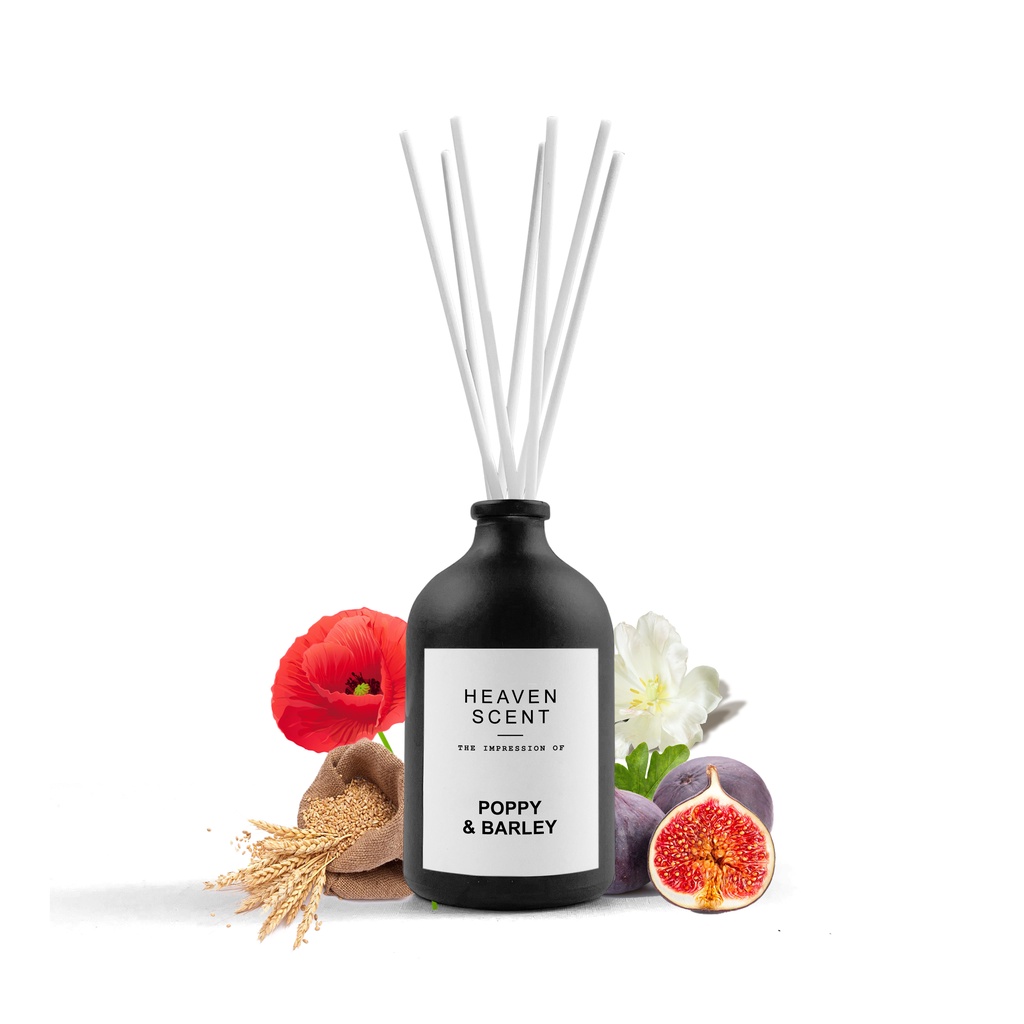 HEAVEN SCENT Luxury Reed Diffuser 100ml - Pengharum Ruangan Aromaterapi Inspired by Fragrances-Poppy & Barley