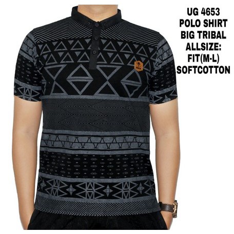 [DG] KAOS POLOSHIRT BERKERAH PRIA MOTIF TRIBAL BESAR SOFTCOTTON DISTRO
