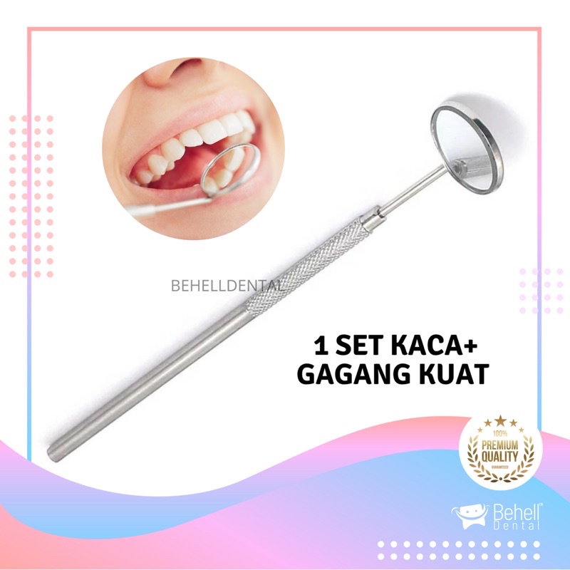 Kaca Mulut Gigi Ss alat kedokteran Stainless Steel Anti karat - Behel dental ortho mirror . Cermin Gigi untuk Melihat karang Gigi atau Behel di dalam Mulut