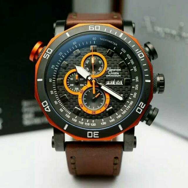 ALEXANDRE CHRISTIE AC 6308 PRIA BLACK ORANGE LEATHER BROWN