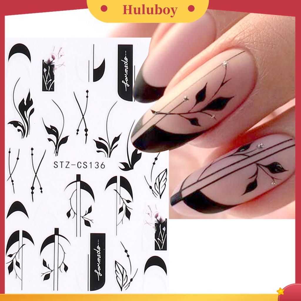 Huluboy Huluboy♡ Stiker Kuku Bahan Kertas Gaya Perancis Untuk Dekorasi Nail Art Wanita