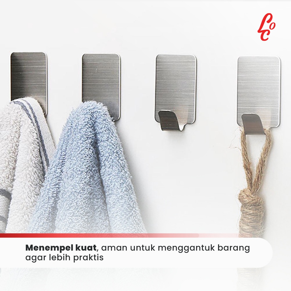 Gantungan Tempel Dinding Stainless Steel Serbaguna Hook Ajaib Multifungsi Kamar Mandi Dapur