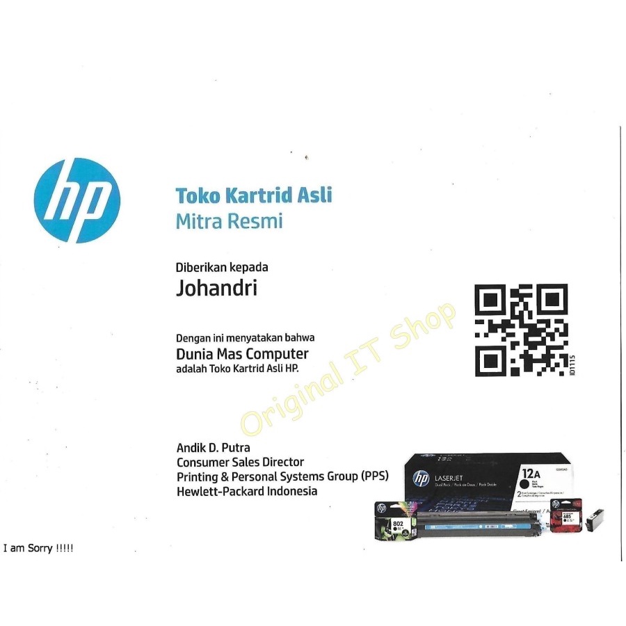 Tinta HP 704 Colour Original . tinta printer HP ori