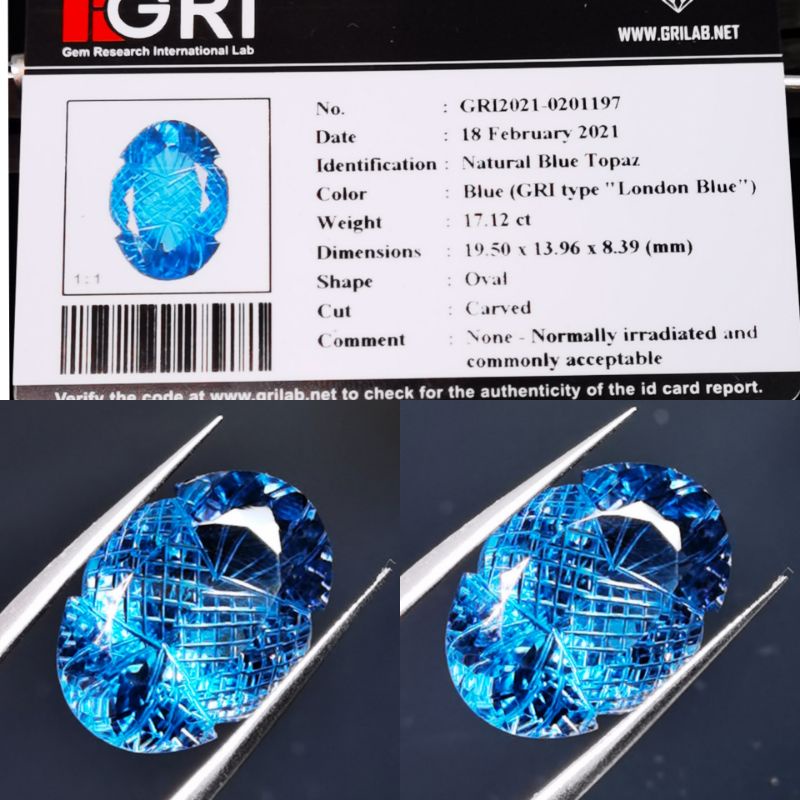 NATURAL LONDON BLUE TOPAZ INCLUDE SERTYFICATE GRI [[REAL PICTURE]]