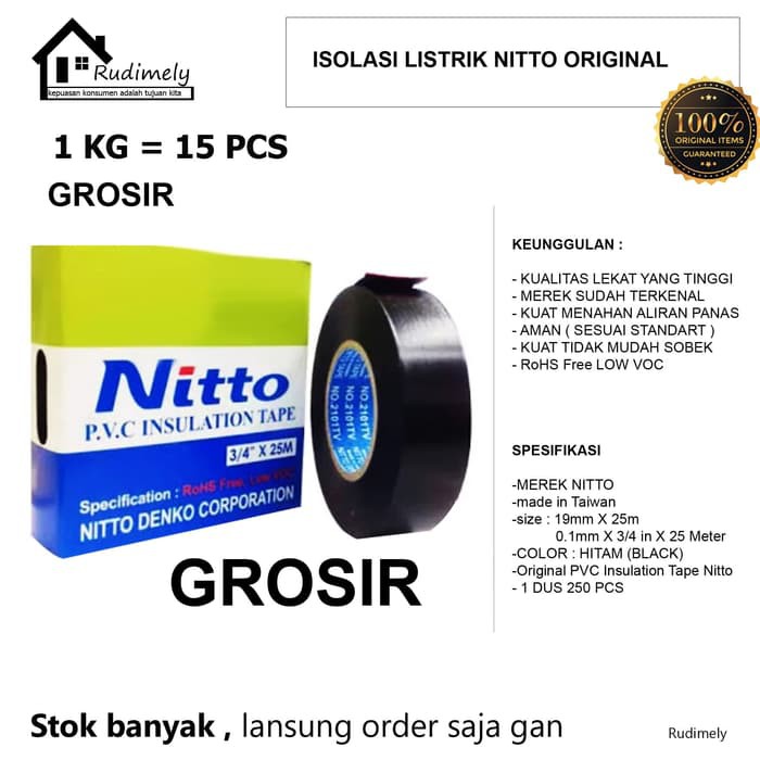 Grosir solasi Kabel Listrik NITTO 34 INCH X 25 M ori