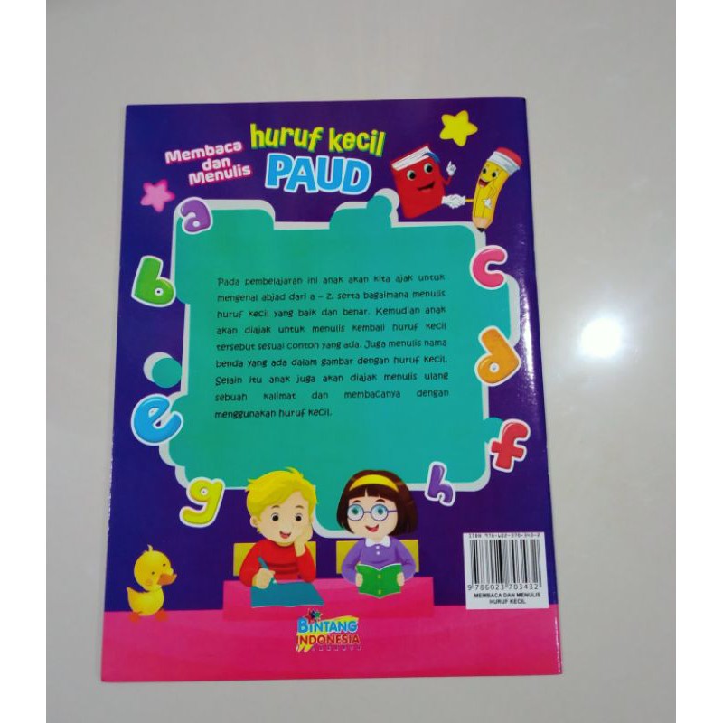 buku anak, buku membaca dan menulis huruf kecil paud (29×21cm)