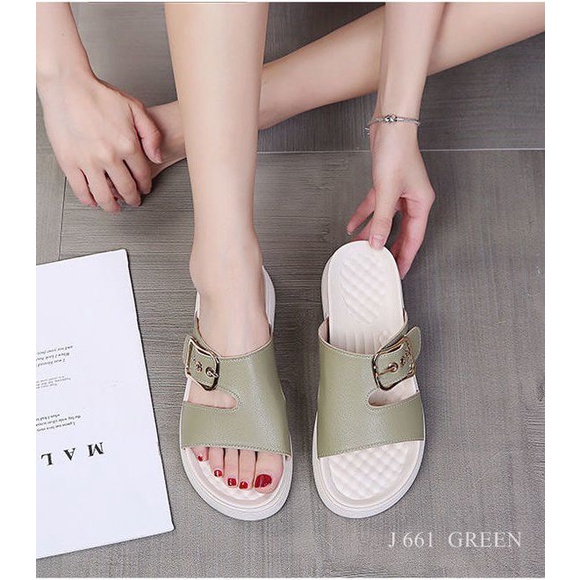 FASHION WANITA SANDAL SLIP WEDGES DRINA IMPORT 661