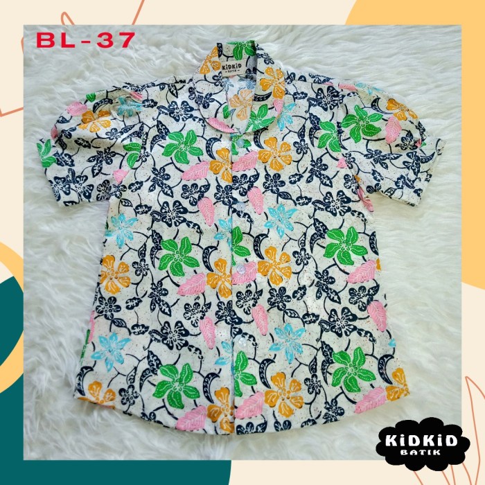 (BISA COD) Kemeja Batik Anak Perempuan Baju Hem Cewek Atasan Usia 5-14 tahun BL37 - 5-6 tahun