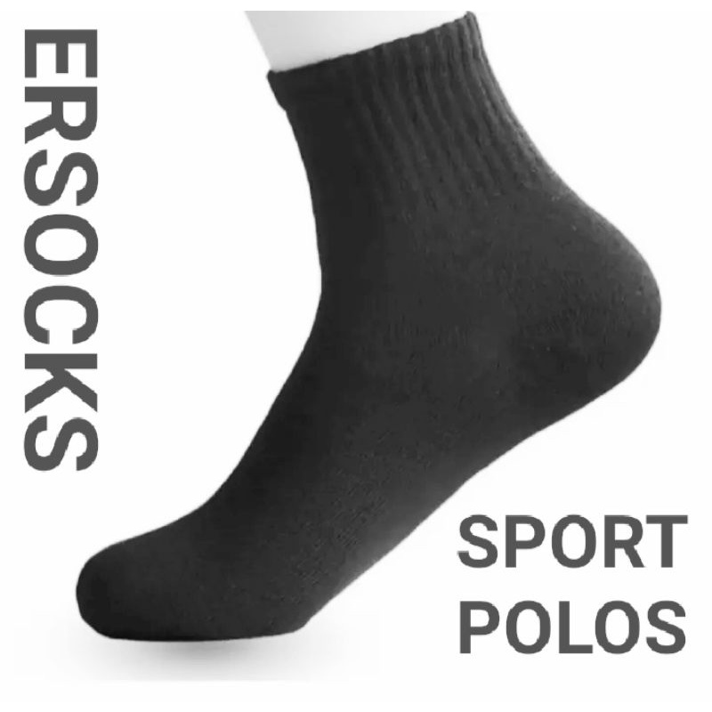 kaos kaki dewasa sport hitam polos 6 pasang