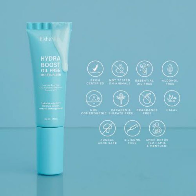 ElsheSkin Hydra Boost Oil Free Moisturizer - 30ml Ceramide (8 Jam Kurangi Minyak Berlebih) - Skin Barrier Moisturizer