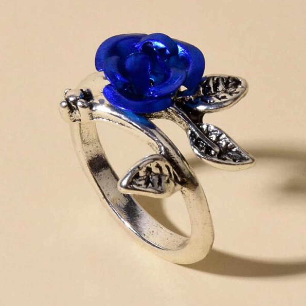 Hu Hu Hu Hu Hu Alat Bantu Pasang Kacamata♡ Cincin Tunangan Tembaga Tipis Dua Warna Desain Bunga Mawar + Daun Untuk Wanita