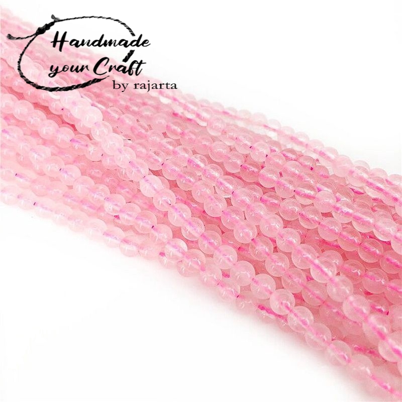 Butir Batu Natural Rose Quartz Stone Pink Crystal Beads