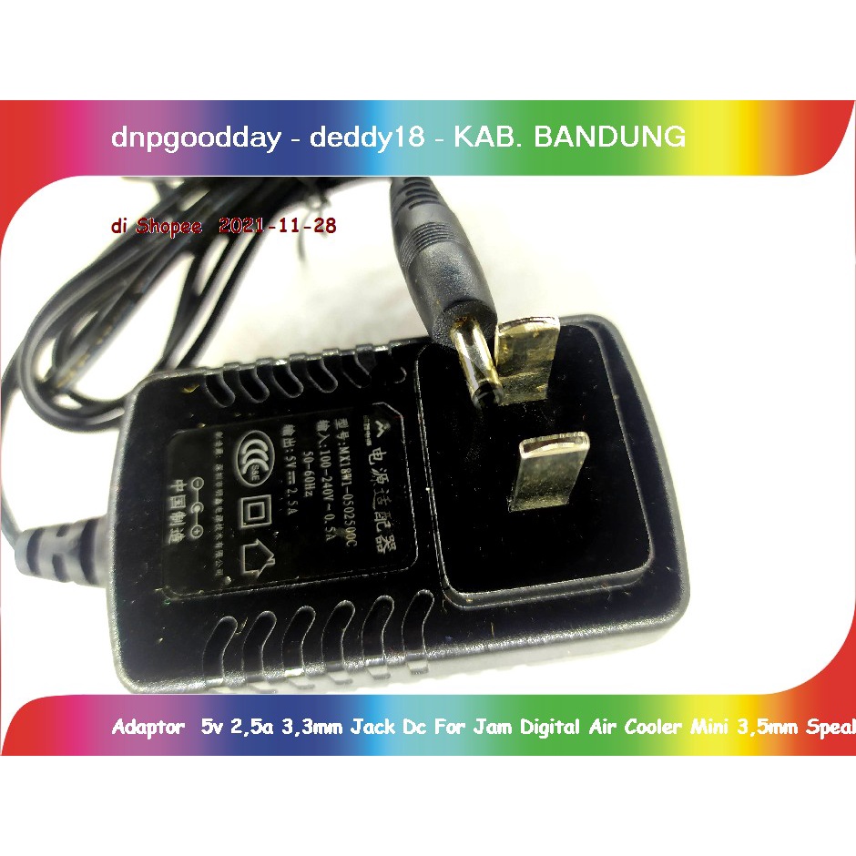 Adaptor  5v 2,5a 3,3mm Jack Dc For Jam Digital Air Cooler Mini 3,5mm Speaker