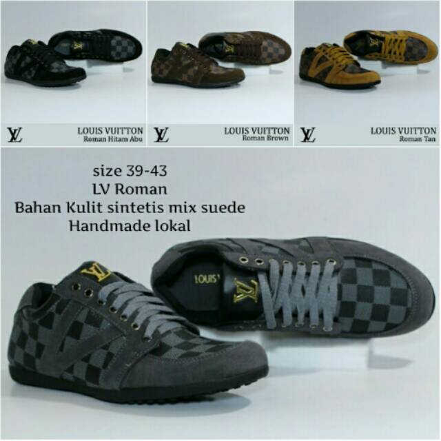 LV Roman Bahan Kulit sintetis mix suede Handmade lokal Sepatu Sneakers  Pria Galeri Intan Bandung