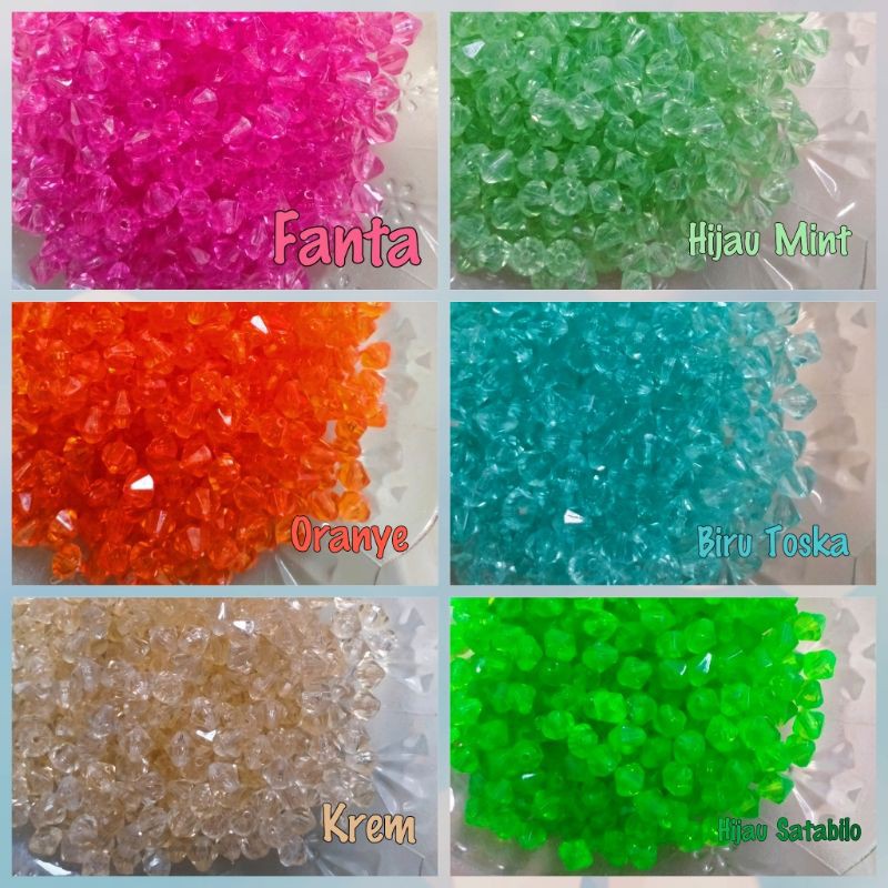 Mote Kristal Diamond Kaca 8 mm - 10 Gram