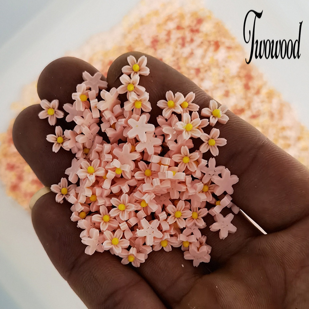 100pcs / Pak Bunga Kecil Warna Kuning Matte Untuk Dekorasi Manicure Wanita