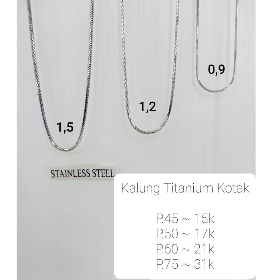 {BET.25Au22ᶻ} Titanium - Kalung Titanium polos kotak anti karat perhiasan kalung pria original