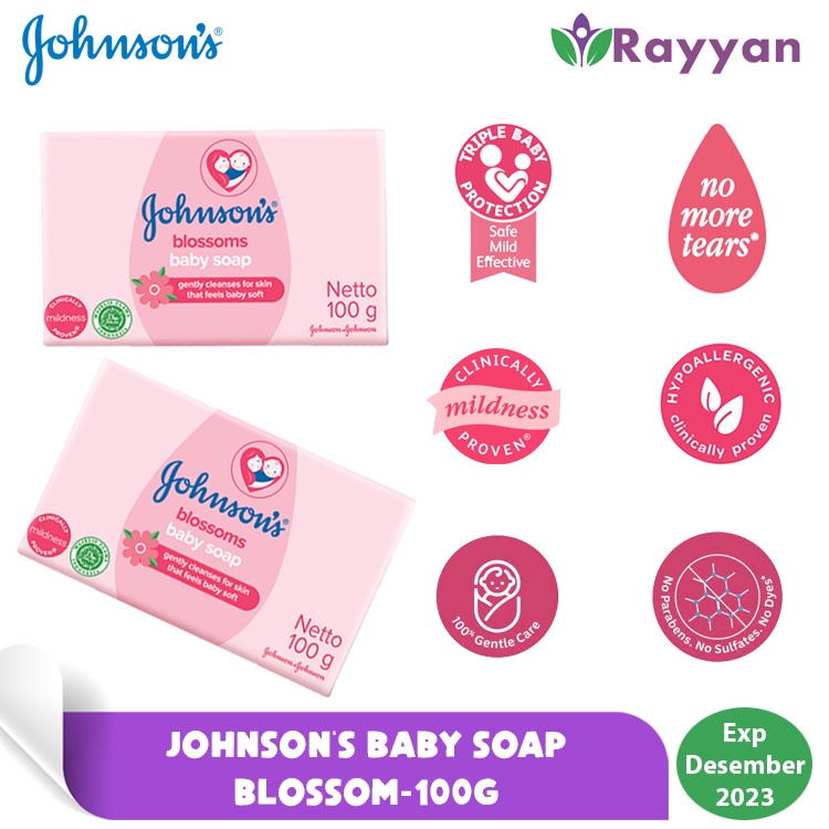 Johnson's Baby Soap Blossoms 100 G Lembut dan Wangi  | Sabun Bayi Johnson's| Sabun Bayi Lembut dan Wangi|Perlengkapan Mandi bayi