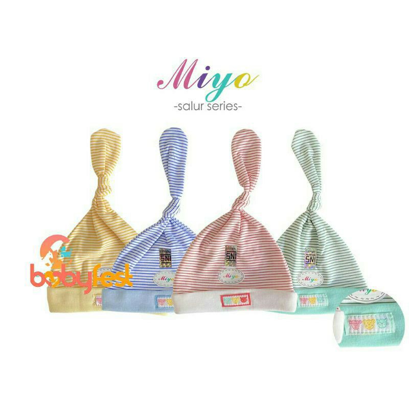 Miyo Topi Sarung Tangan dan Kaki SALUR SERIES size 0-3 Bulan