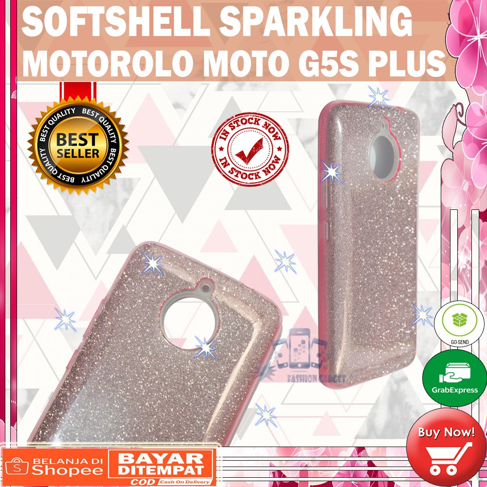 (Warna Acak Pink / Red) Silikon Motorola Moto G5S+ Ultrathin Motorola G5S+ Case Sparkling Blink Blink Glitter Silicone Soft Case Jelly Case Casing Kesing Kasing Sarung Hp