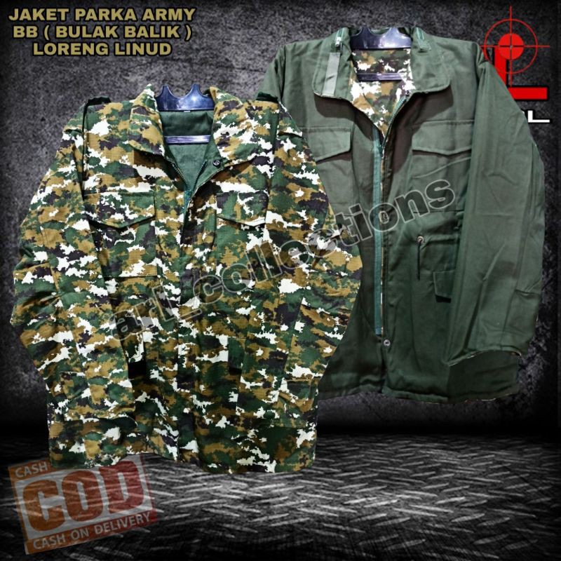 JAKET BB (BULAK BALIK) LORENG KOSTRAD/LINUD/JAKET PARKA ARMY