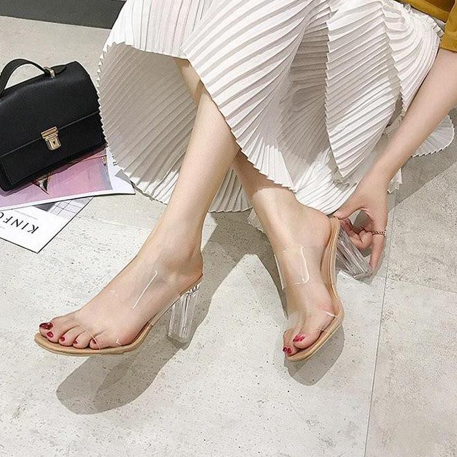  Sandal  0086 Heels  Import Transparan  Tumit Tinggi Wanita 