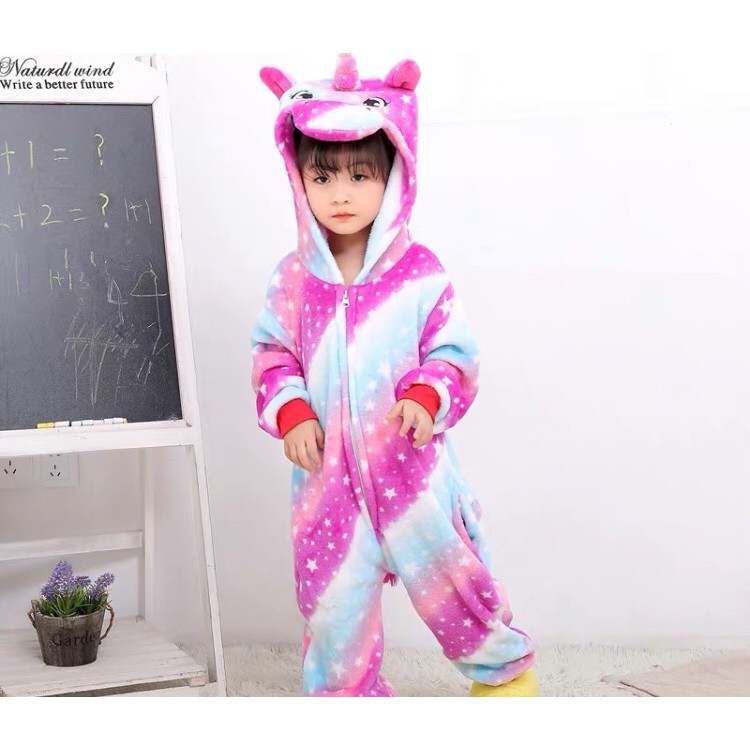 KOSTUM ONESIE UNICORN GALAXY PINK KUDA PONY ANAK PIYAMA COSPLAY PESTA