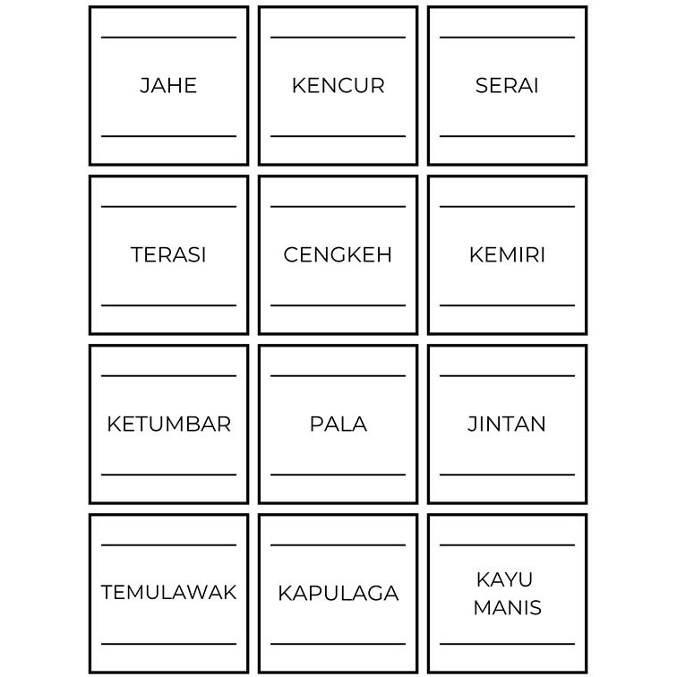 

Sticker Waterproof Bumbu Dapur & Bahan Makanan - Part 4 - Sticker B