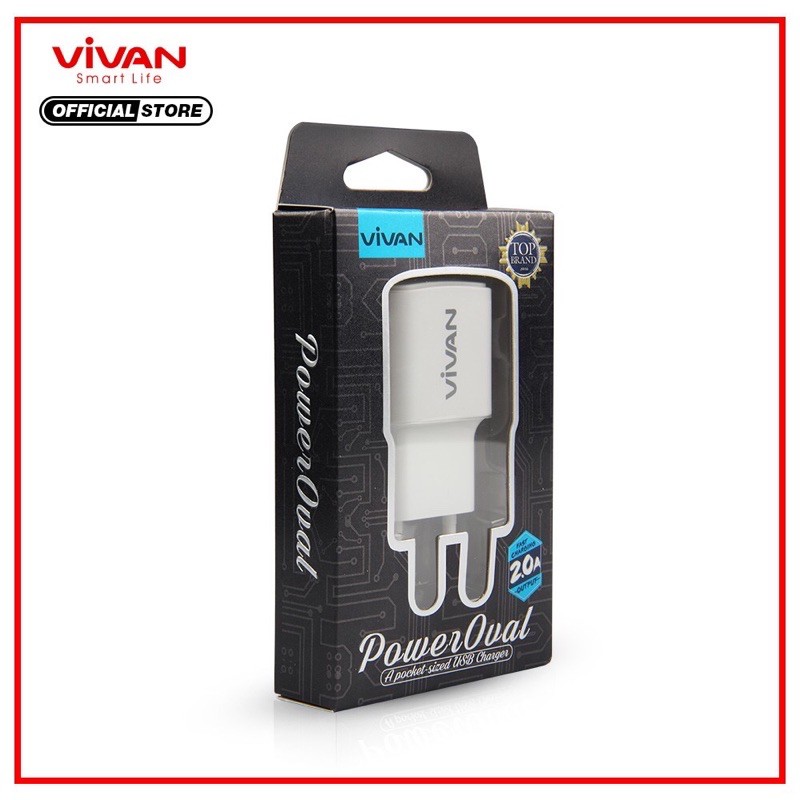 ORIGINAL CHARGER VIVAN POWER OVAL 2 2A Charger Vivan 2A fast charging Power Oval 2 / Kepala Charger Poweroval II