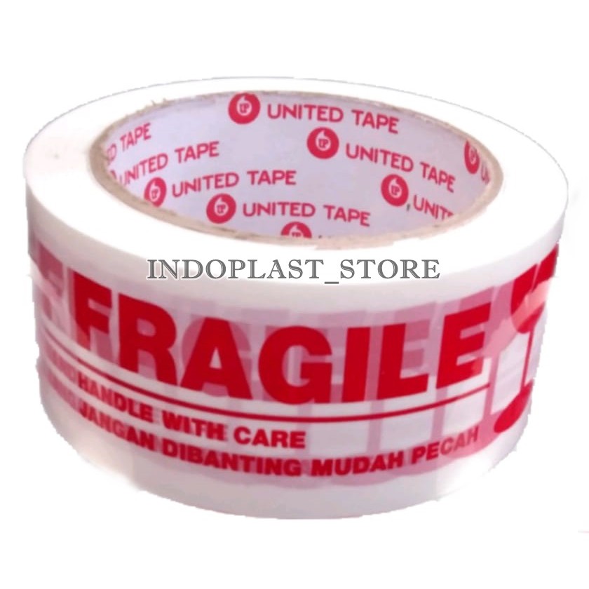 LAKBAN FRAGILE WARNA PUTIH 100YARD FULL