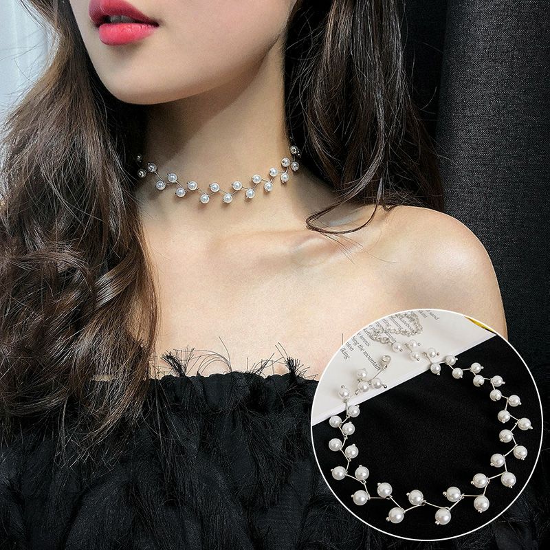 COD Kalung Choker Wanita Mutiara Rangkai Model Korea / Korean Acc Necklace Aksesoris Murah Mewah