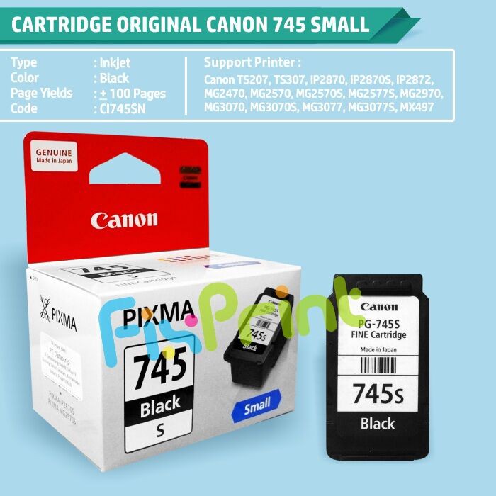 Cartridge Tinta Canon PG745 PG 745 PG-745 Small Black ORIGINAL Printer Ink Catridge 745s 745small s