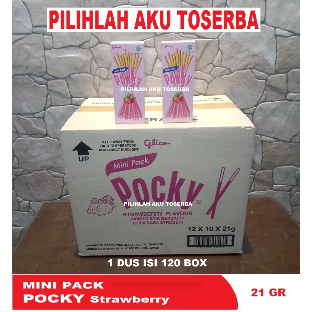 Glico Pocky MINI PACK STRAWBERRY / STROBERI - ( HARGA PER DUS )