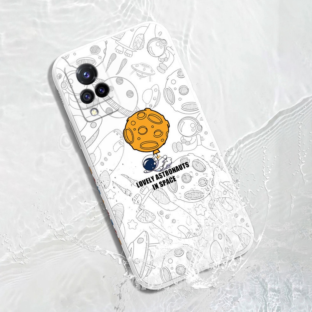 Astronaut case Vivo Y11 Y12 Y15 Y17 Y19 Y30 Y95 Y93 Y91C Y91 Y50 Y7S Y1S S1 V15  Z1 Pro V15 PRO Y21 V21 Y52S lembut TPU shockproof pelindung penutup dengan lanyard case-8