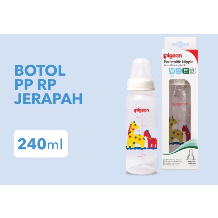 PIGEON BOTOL SUSU BAYI PP RP 240 ML JERAPAH WITH S-NIPPLE SIZE M