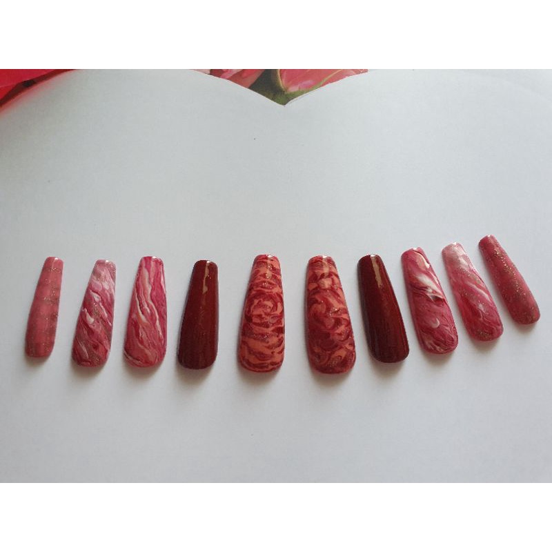 Nail art handmade by princess / Acrylic nail art marble / kuku palsu  /longnail art/ kuku pengantin

