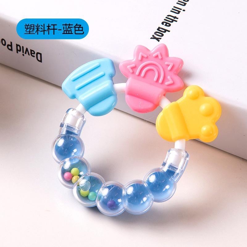 Teether Rattle Mainan Gigitan Anak Bayi Silikon / Mainan Genggam Gigit Kerincingan Bayi Teether Baby Silicone 3 12 Bulan Bpa Free-BIRU / UNGU