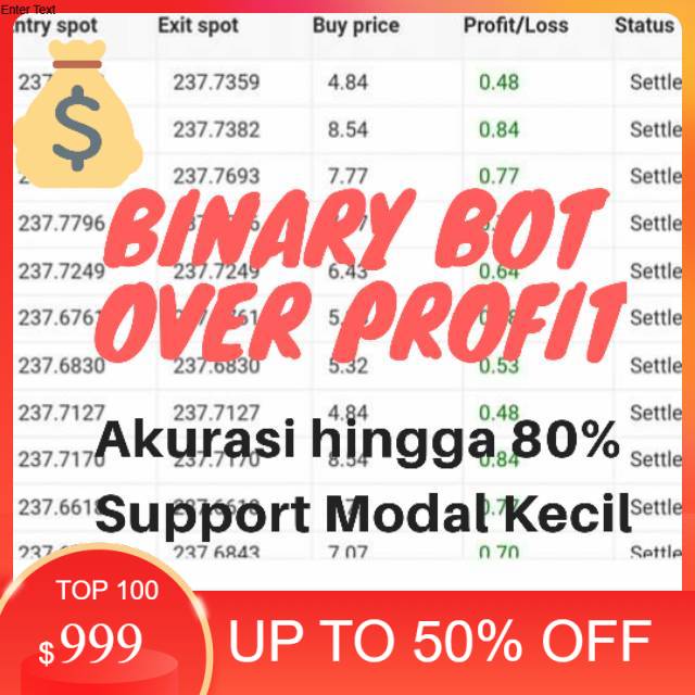 PROMO GOKILL Paket 20 Binary Bot Over Profit Support Modal Kecil Akurasi hingga 80 Persen