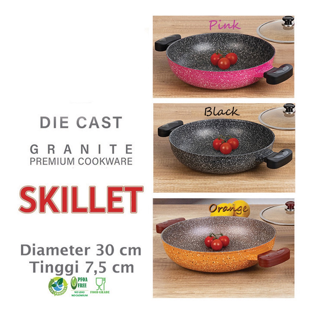 MOEGEN Germany Skillet 30cm Granite Series plus Steamer anti lengket