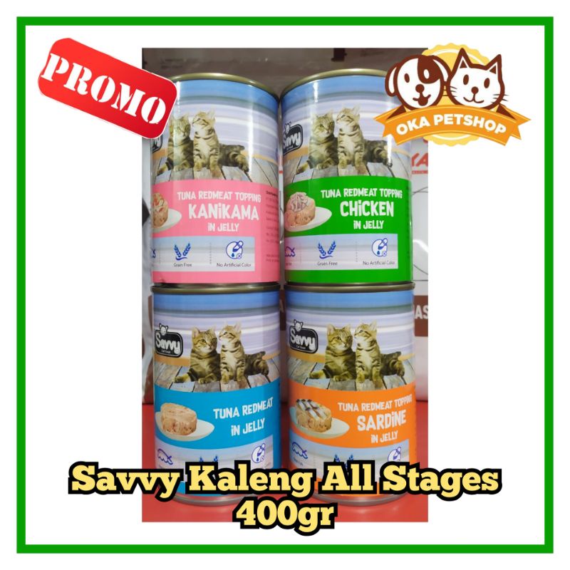 savvy kaleng all varian 400gr / makanan basah kaleng untuk kucing