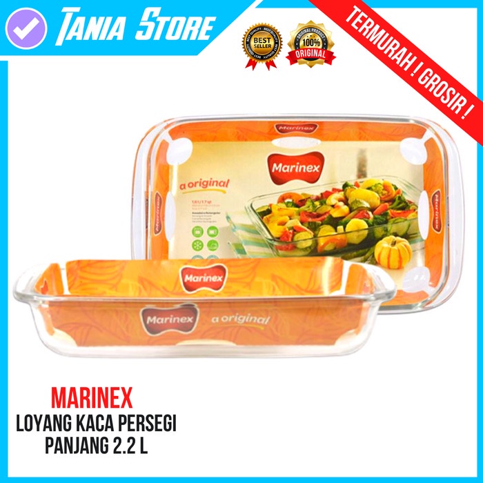 Loyang Kaca - Loyang Kaca Pyrex Tahan Panas 2.2 L Marinex Persegi Panjang 34 Cm