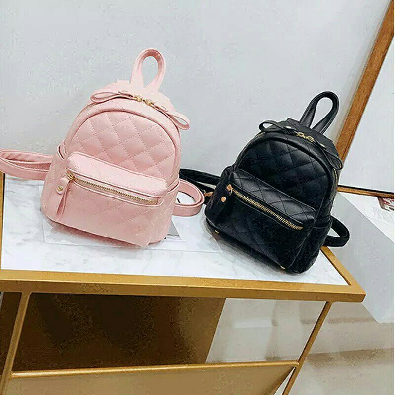 ABK Tas ransel wanita - ransel mini pineapple jait-jait bahan kulit PU Ransel Mini Kulit Sintetis Ransel Wanita Remaja BISA COD