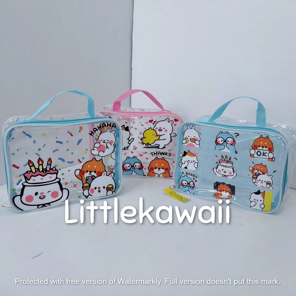 LK/Tas Pouch Mika Karakter Animal Make Up Kosmetik Serbaguna Persegi Wanita Remaja