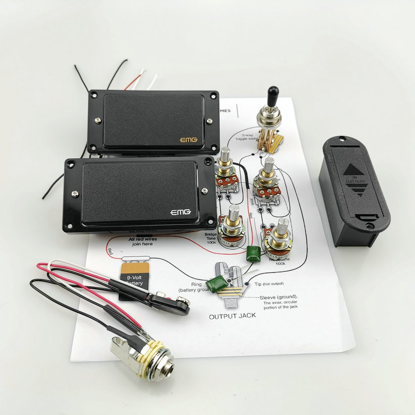 EMG 81 85 Pickup aktif Humbucker Pasokan daya baterai 9V Aktif Pickup Gitar Listrik