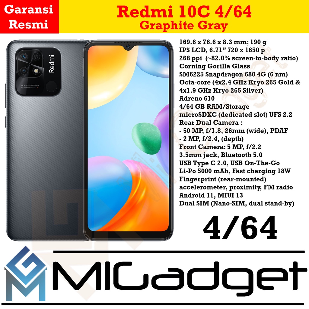 Redmi 10C 10 C 4/64 Garansi Resmi