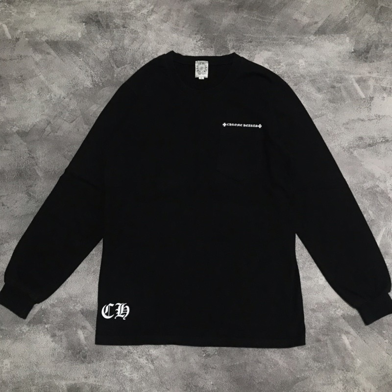 Chrome Hearts Long sleeve pocket / kaos lengan panjang CH hitam pria wanita